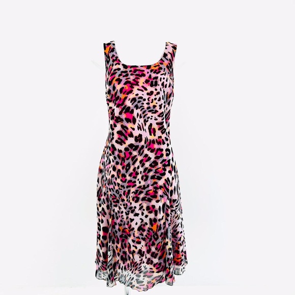 Per Una Womens Midi Dress UK16 Multicolour Leopard Print Y2k bias cut dress M&S - Picture 4 of 8